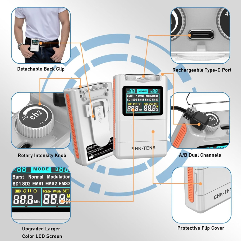 TENS EMS Unidade Estimulador Muscular Cor LCD Máquina Para Relaxamento Uso Doméstico