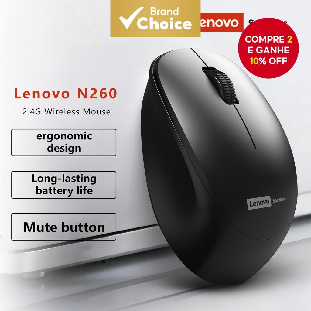 Lenovo N260 Mouse Sem Fio: 2.4G + Conexão Estável, Teclas Silenciosas (30dB), Bateria de Longa Duração, Compatível com