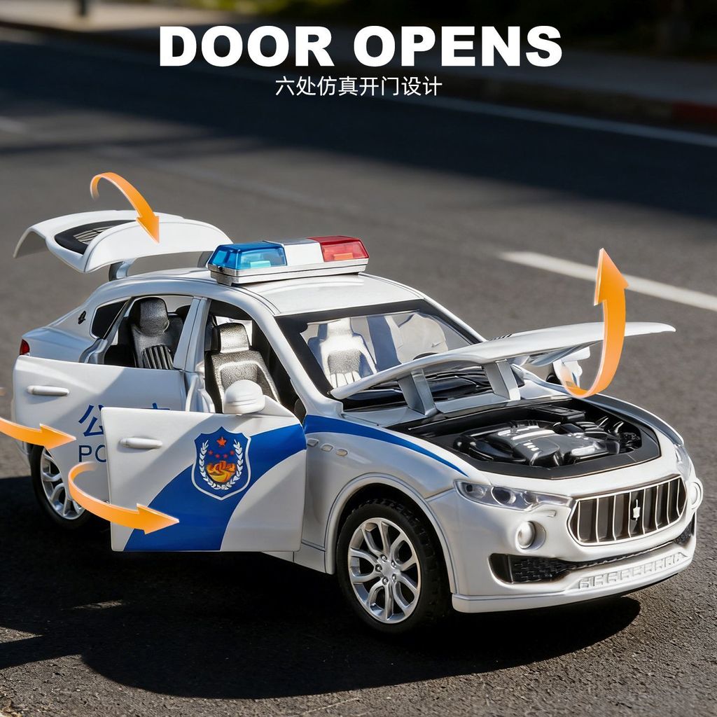 Seis-porta aberta liga carro de polícia modelo simulação carro de brinquedo das crianças menino carro polícia Swat decor