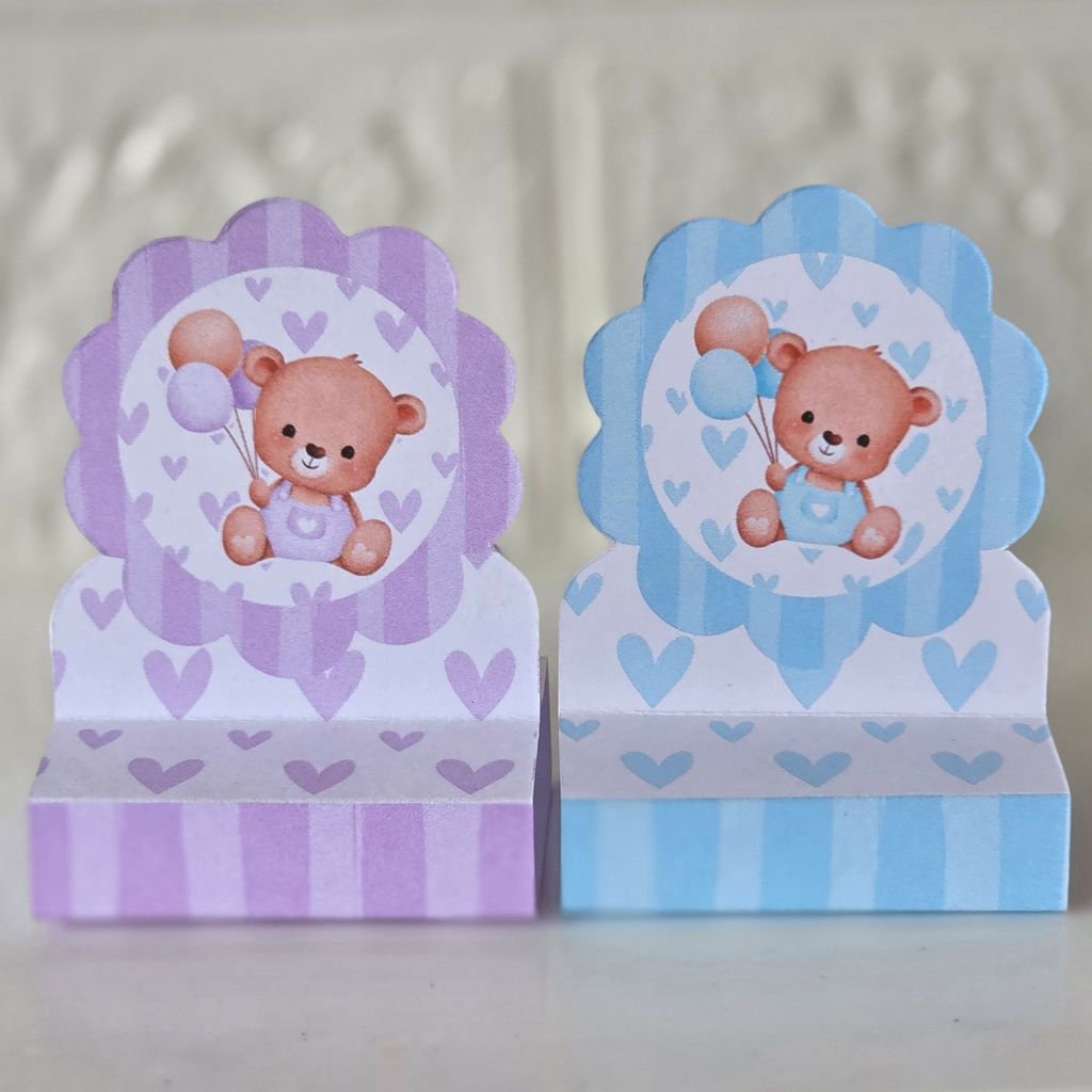 Porta bis duplo Ursinhos LILÁS E AZUL - PEGUE E MONTE - chá de bebê revelação fraldas kit festa lembrancinhas mimos