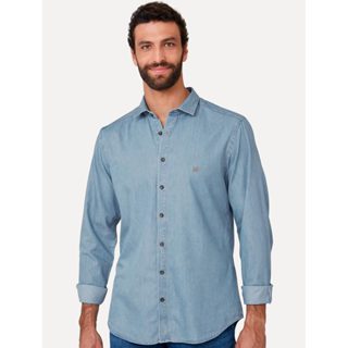 Camisa Dudalina Masculina Milano Essentials Lisa Azul Jeans em Oferta na Shopee