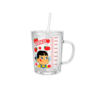 Caneca Medidora Vidro 350ml Tampa  Canudo Cozinha Copo Infantil Alça Bebidas Multiuso Suco Vitamina