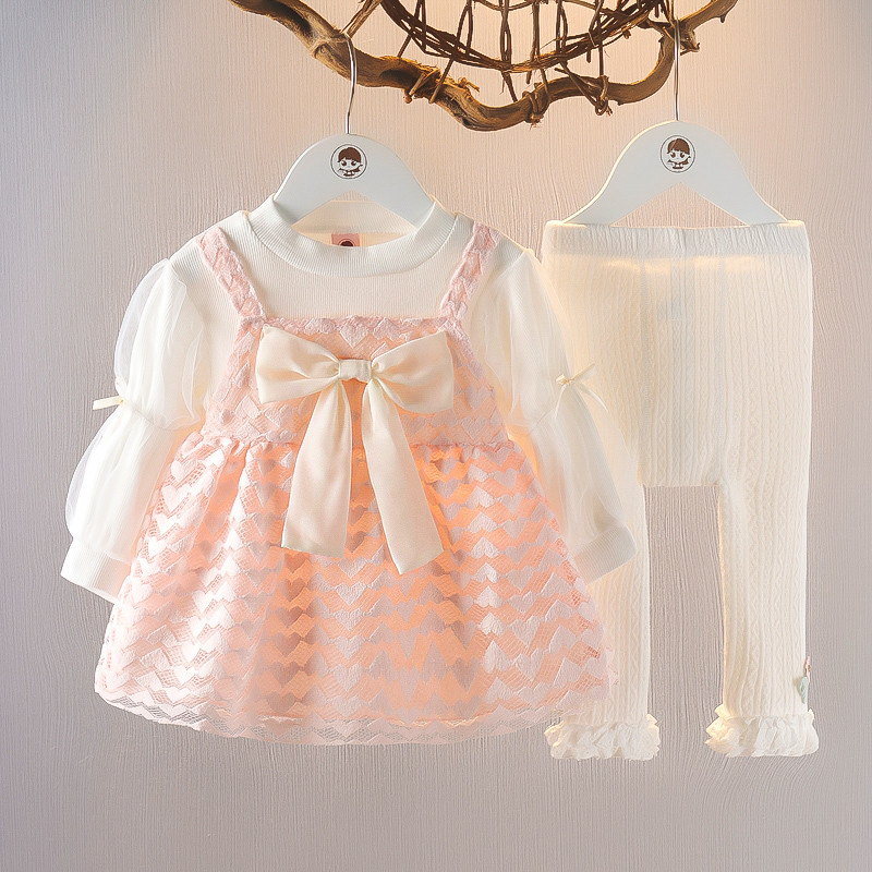Meninas vestido terno outono bebê crianças roupas da moda menina bebê primavera outono vestido de princesa terno de duas