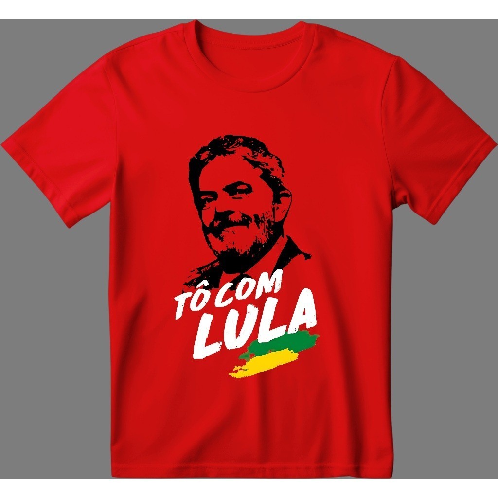 Camiseta Política Tô Com Lula | Camisa Personalizada Brasil | 100% Algodão | Unissex | Estampa Eleição | Entrega Rápida