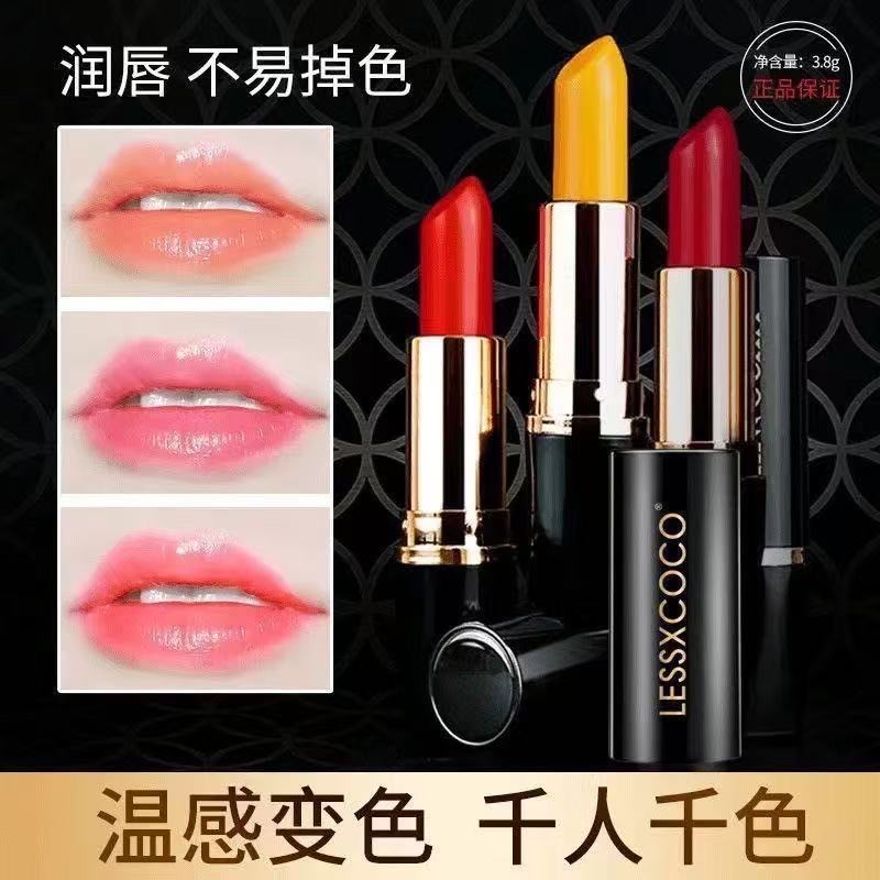 Caroteno Bálsamo labial que muda de cor com sensor de temperatura, de longa duração, não desbota, copo antiaderente