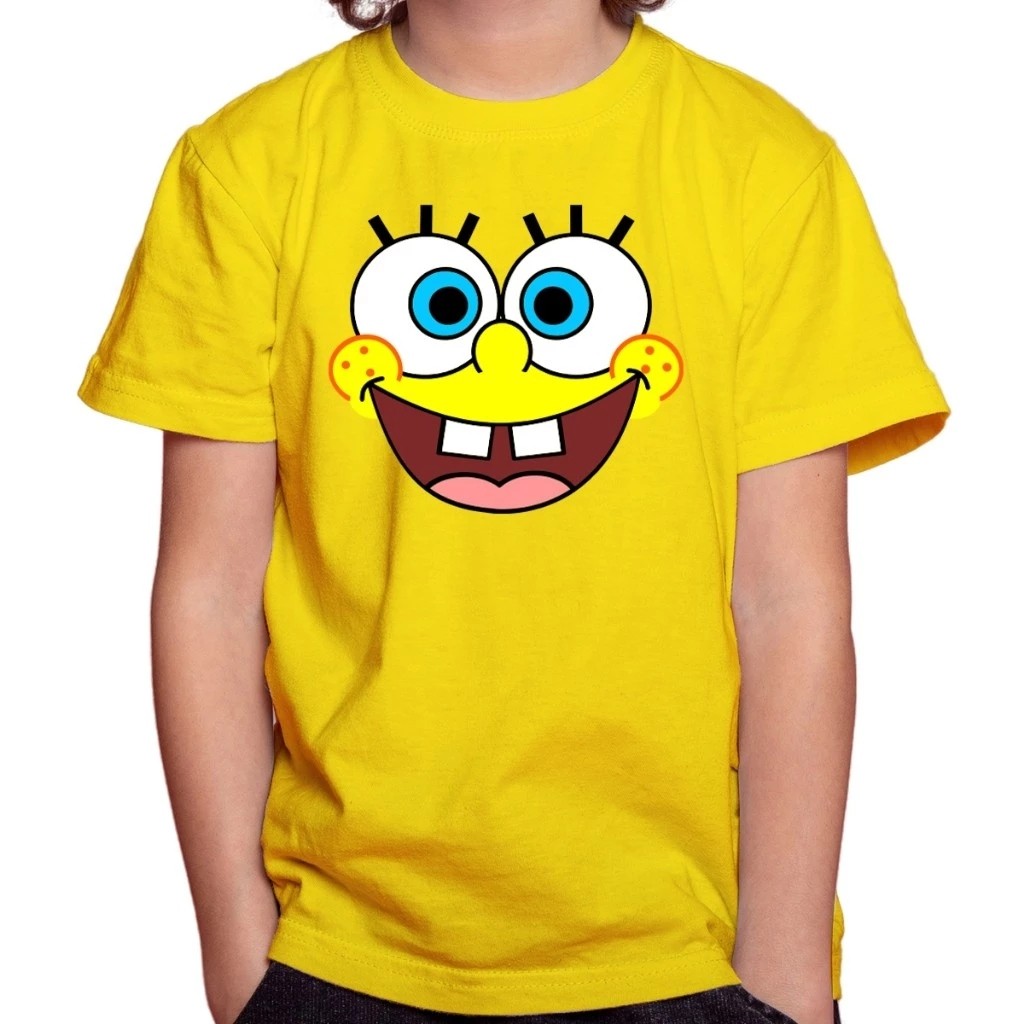 Camiseta Infantil Estampada Bob Esponja  Divertida Menino Menina 100% Algodão Confortável Dia a Dia Estilosa Escolar