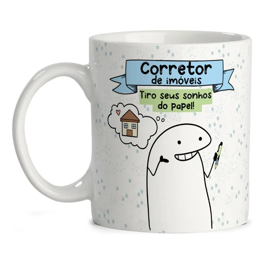 Caneca Flork Corretor De Imóveis Frases Porcelana 325ml
