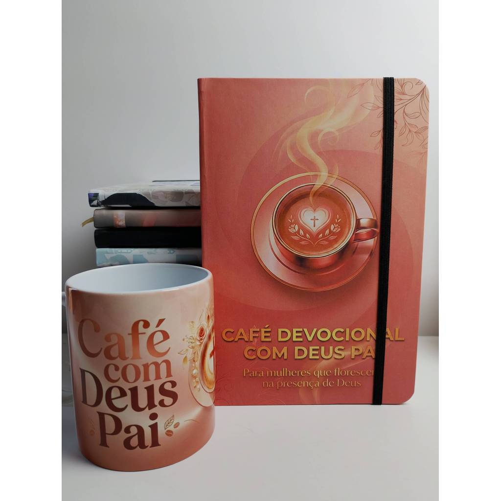 Caderneta A5 Café com Deus Pai — Pautada, Lisa ou Pontilhada