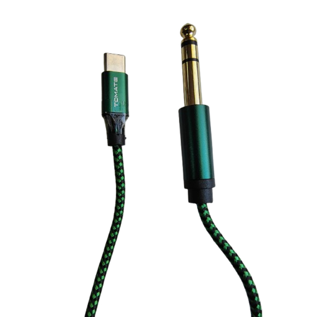 Cabo Auxiliar Áudio Tipo USB C X P10 6,35mm Stéreo 1M Cabo Type C Para Ligar em Mesa de Som