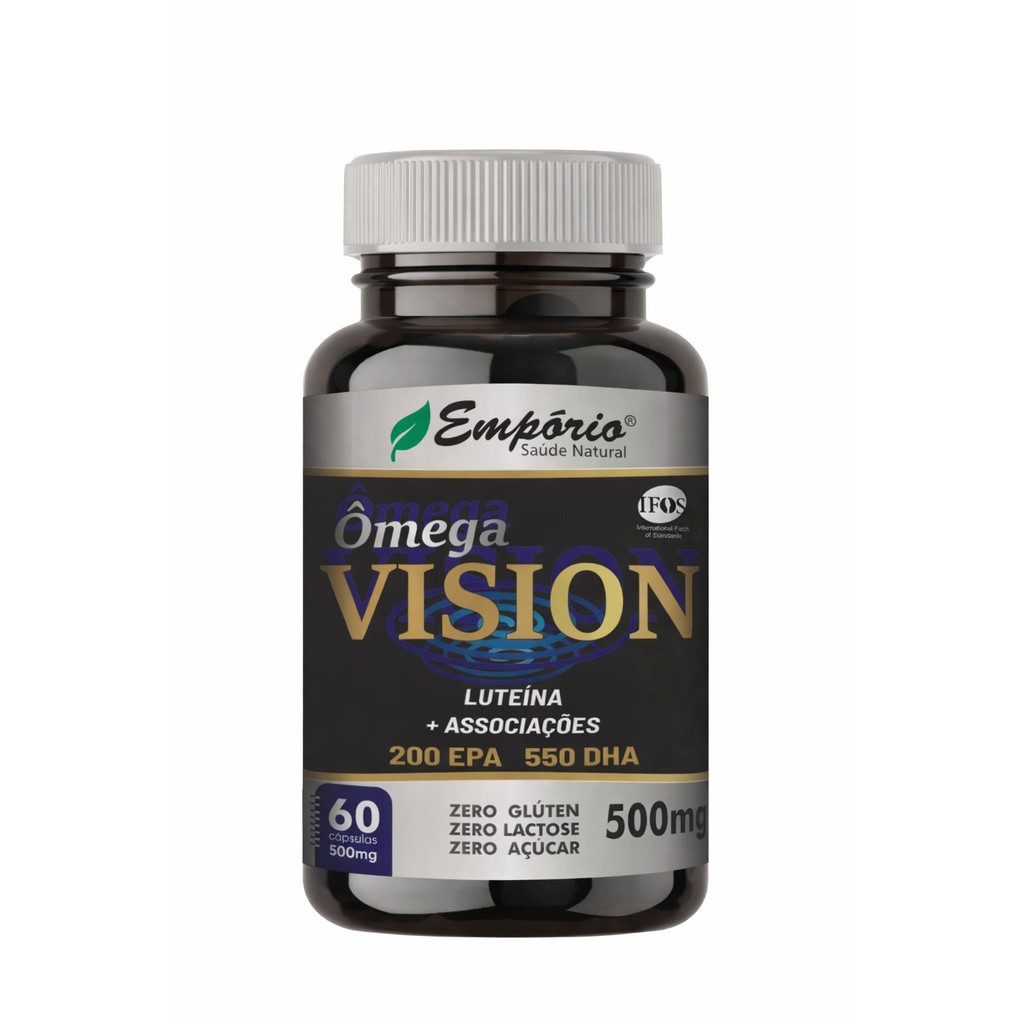Ômega Vision 500mg 60 Cápsulas Empório Saúde Natural DHA EPA Luteína Suplemento Visão Saúde Ocular