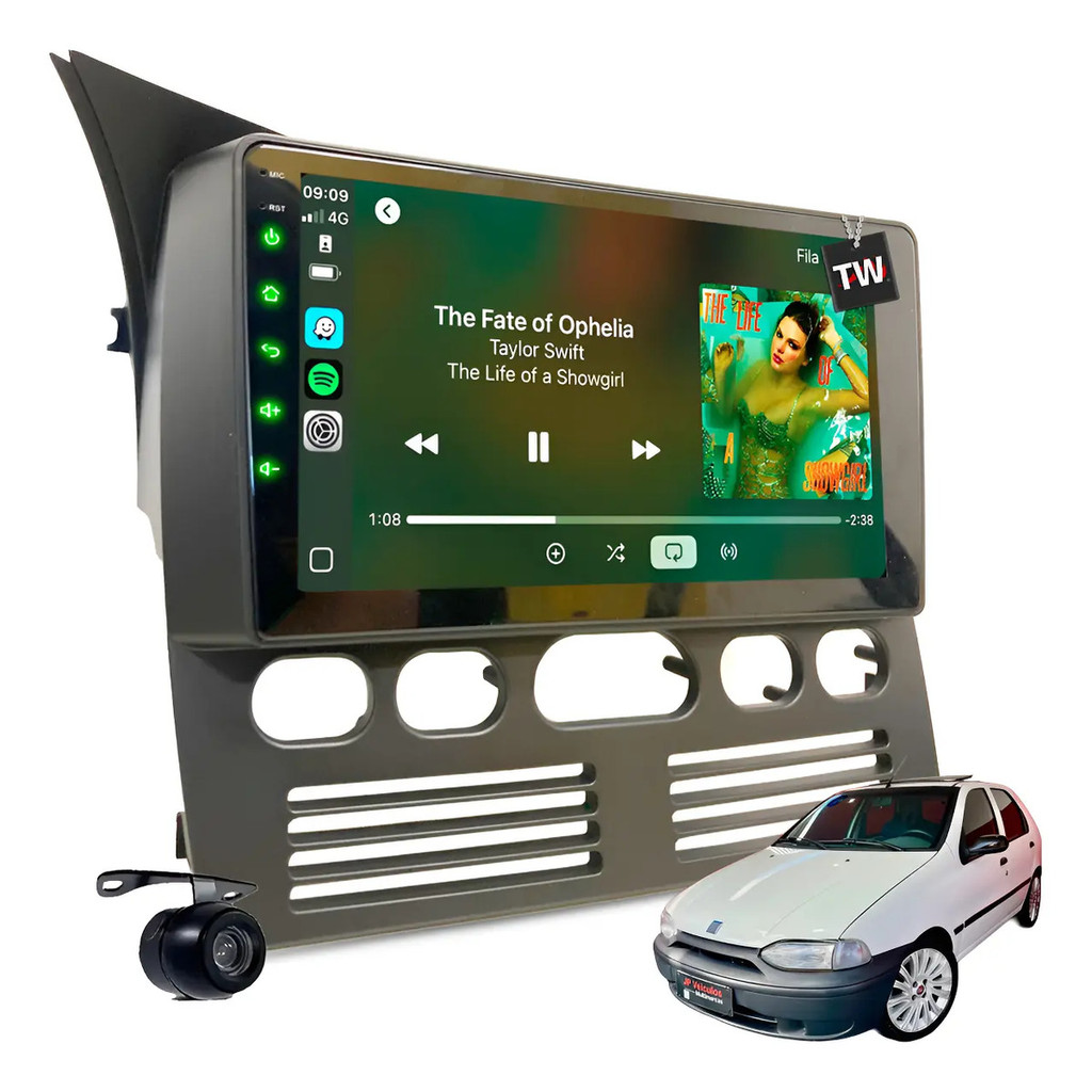 Multimídia Mp10 Carplay Bt Palio G1 1996-2000 + Moldura 9pol
