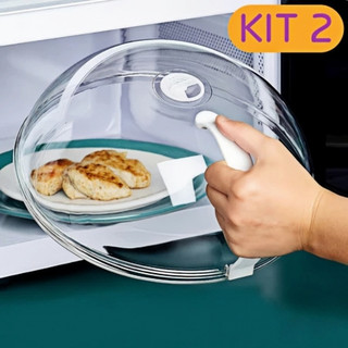 Tampa Microondas Anti-Respingo Com Alça e Válvula Livre de BPA Premium Transparente Pratico-TRC1