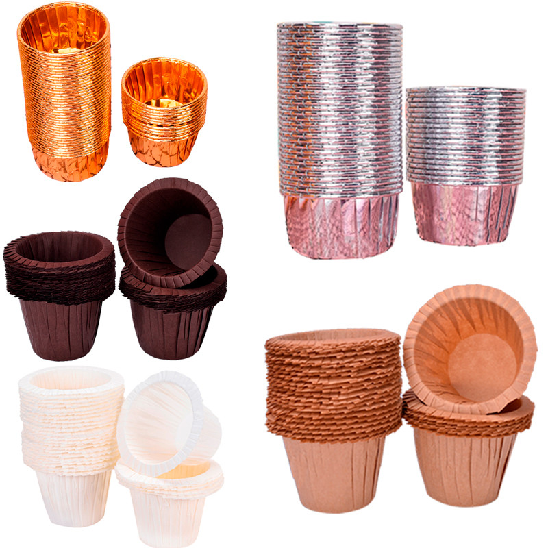 Dourado tamanho pequeno resistente a altas temperaturas bolo copo de papel muffin ferramenta de cozimento resistente ao 