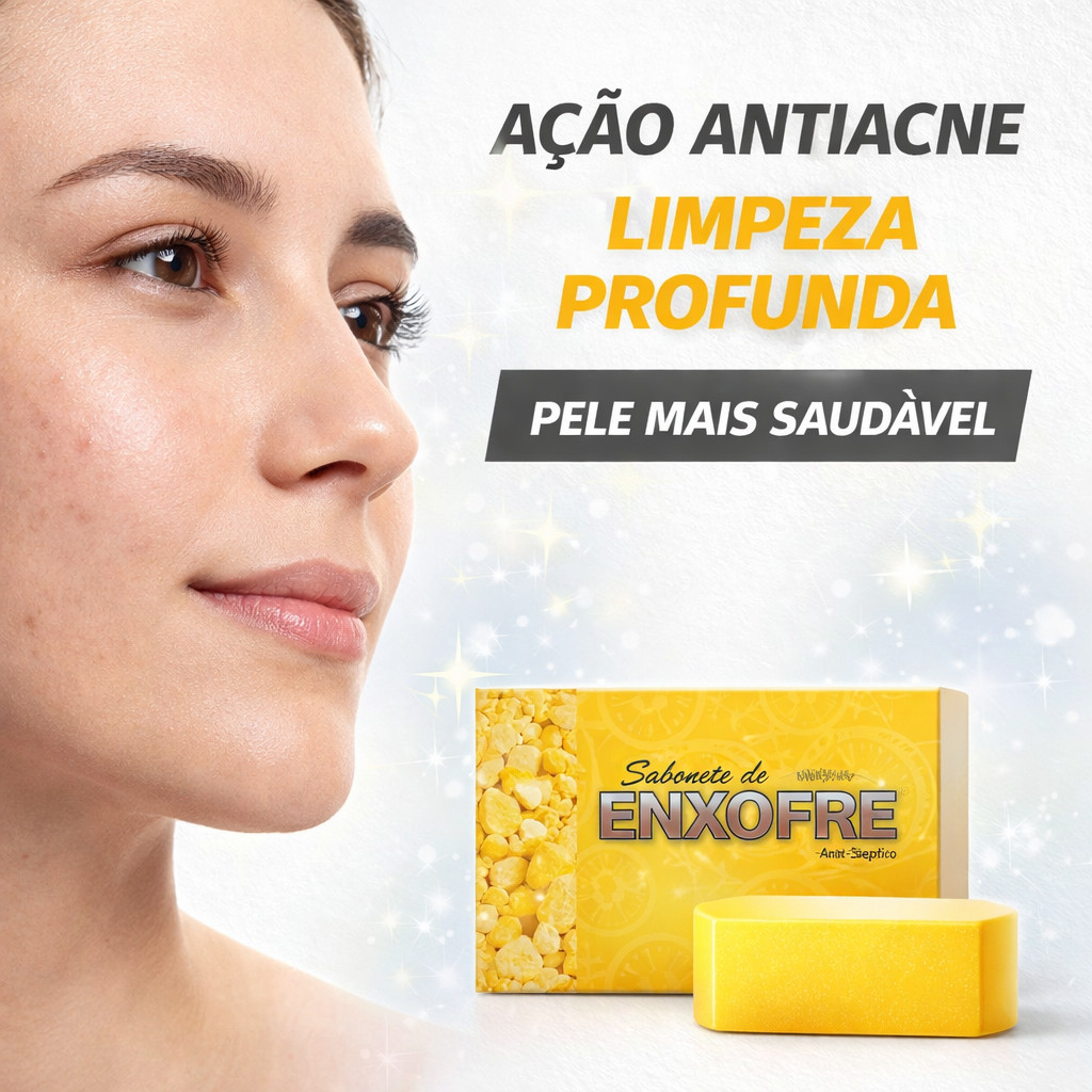 Sabonete de Enxofre 90g para foliculite cravos acnes oleosidade caspas e irritações na pele