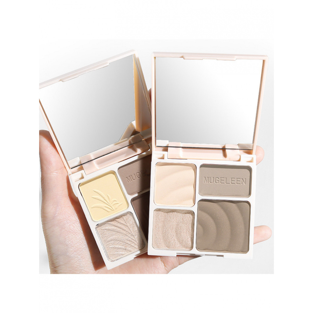 < Contouring Plate A1P801-Paleta de quatro cores Paleta multifuncional de contorno de alto brilho para iniciantes fosco