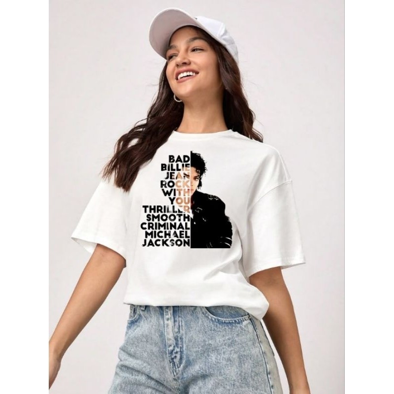 Camiseta Feminina Masculina Casual Confortável Estampa Pop Star Michael Jackson 100%Algodão Premium Confortavel Casual