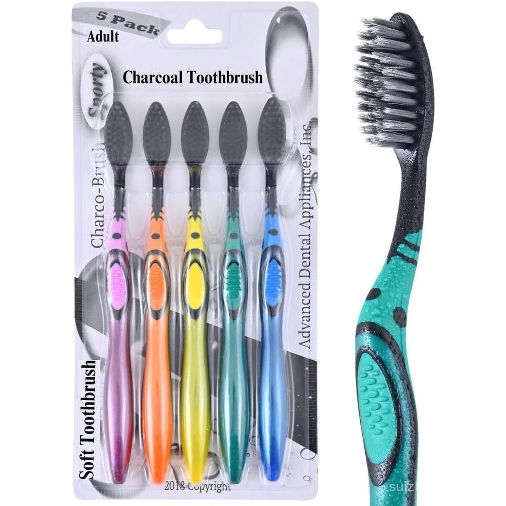 Escova de Dentes ADA Cavity Defense com Carvão Ativado, Pacote com 5 Unidades, Cerdas Ultra-Macias para Dentes e Gengiva