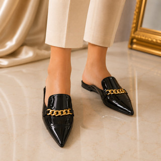 Mule Rasteira Sapatilha Confortavel Pratico Feminino Preto