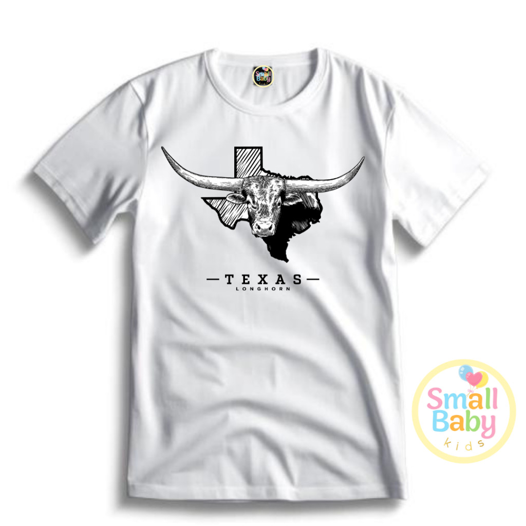 Camiseta Infantil Juvenil e Adulto Unissex Texas Boi Country Rodeio Moda Country Gringa em Algodão