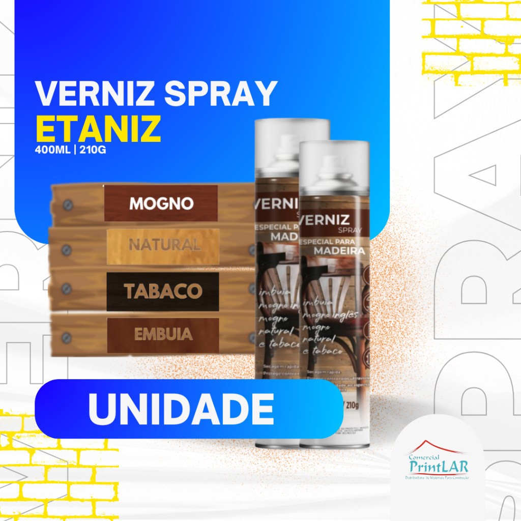 Sprays Verniz para madeira, moveis e diversos objetos 400Ml - Etaniz Envio Hiper Expresso OK