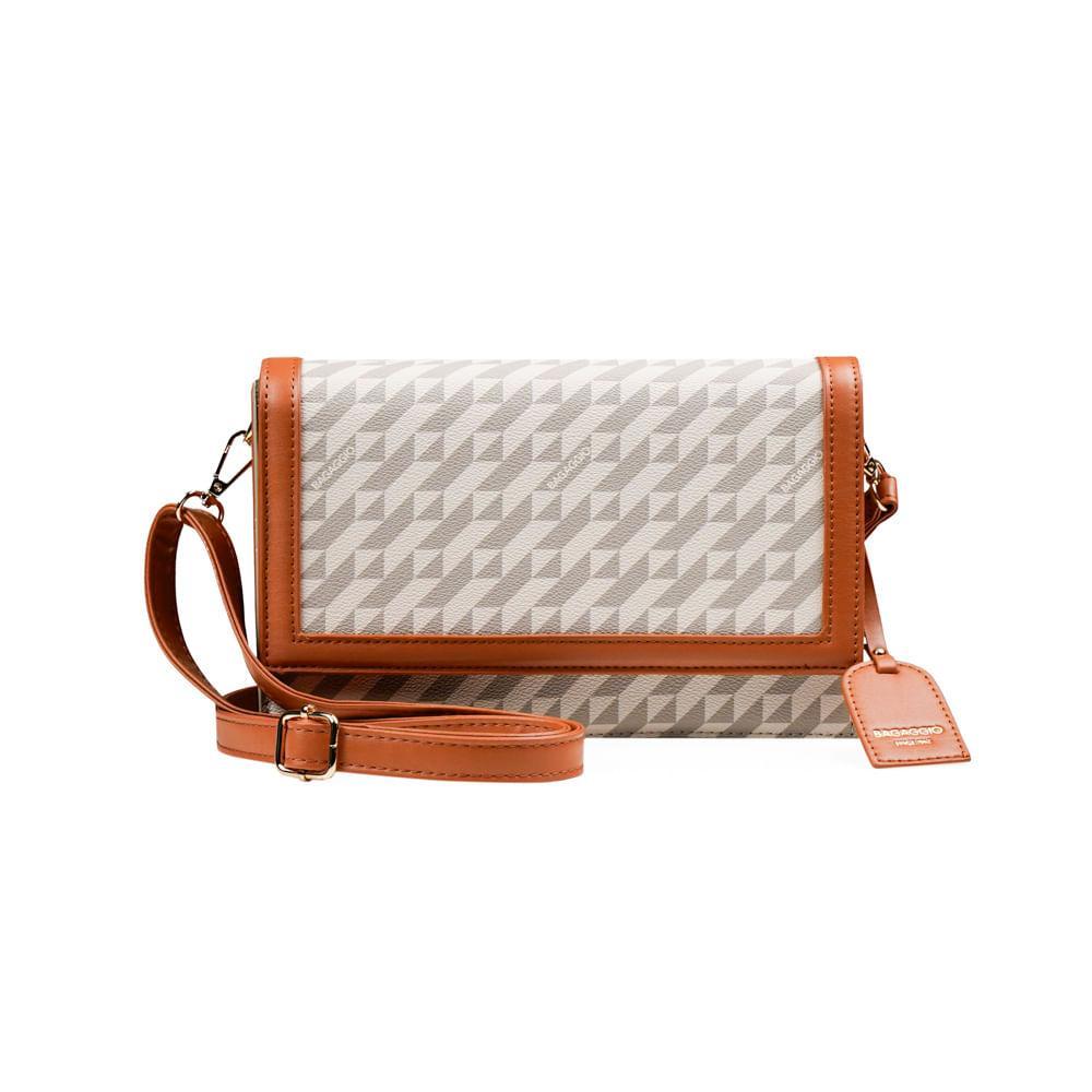 Bolsa Feminina Pequena Flap Monograma BG Bege