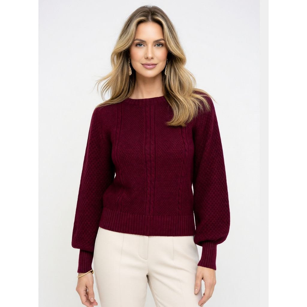 Suéter Feminino Poliéster Manga Longa Blusa Tricot