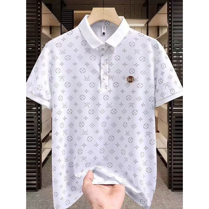 Camisa polo de verão masculina de manga curta camiseta luz luxo Street Wear meia manga camisa de fundo Casual lapela top