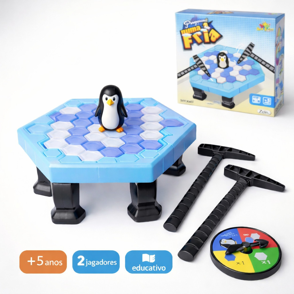 Brinquedo Interativo Jogo Quebra Gelo Pinguim Grande martelo – Jogo de Mesa Infantil