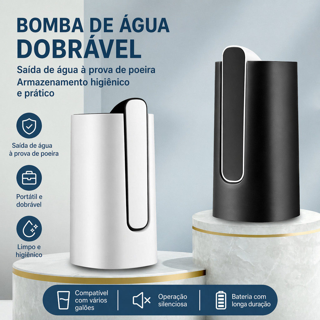 Bomba De Água Elétrica Dobrável Recarregável Para Galão Portátil Silenciosa E Higiênica