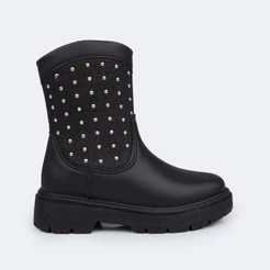 Bota Coturno Infantil Menina Cano Médio com Glitter e Tachas Pampili