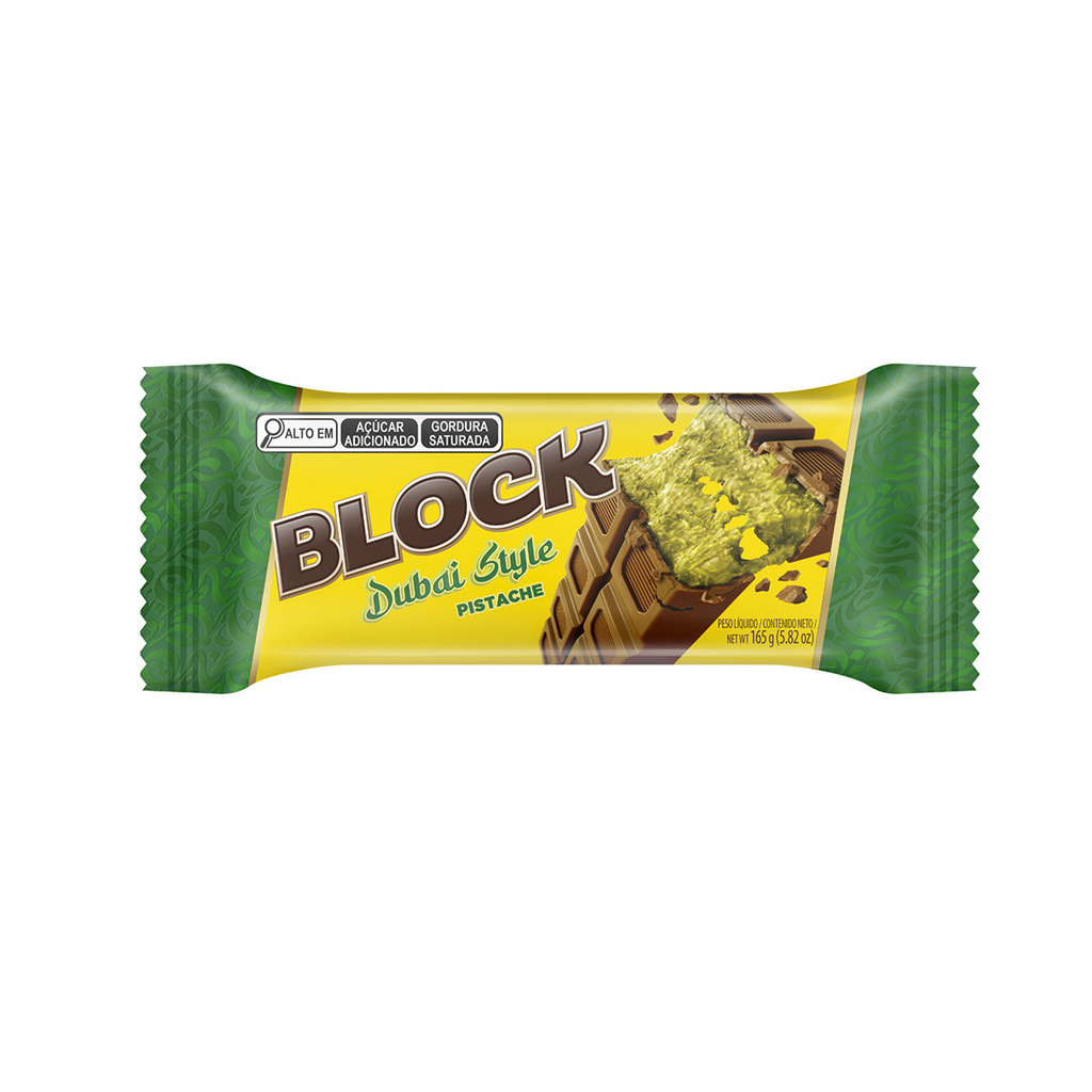 Kit 4x Chocolate Block Dubai Pistache 165g Arcor Sabor Premium