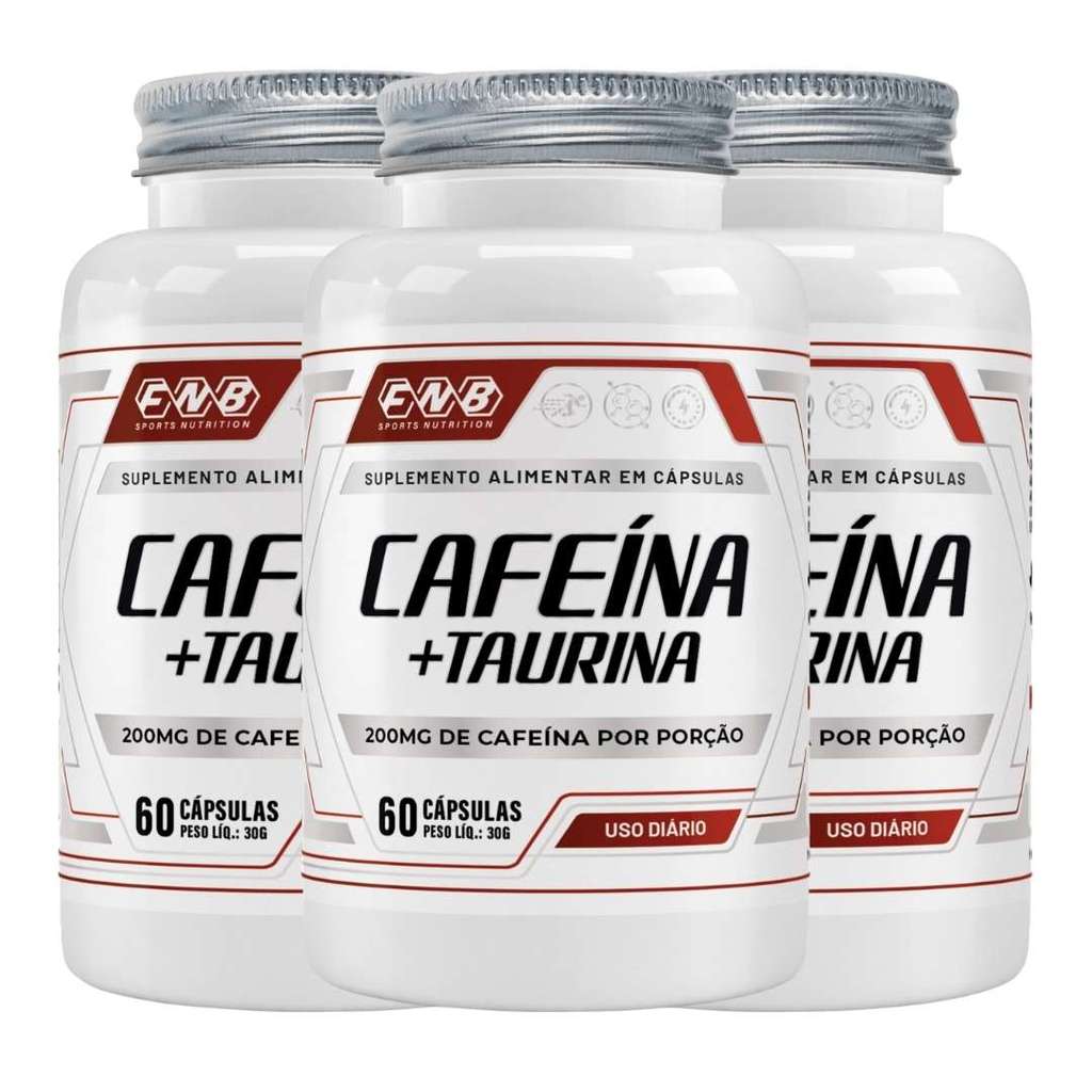 Kit 3und Cafeína 200mg + Taurina 200mg 60 Caps FNB Sports Nutrition