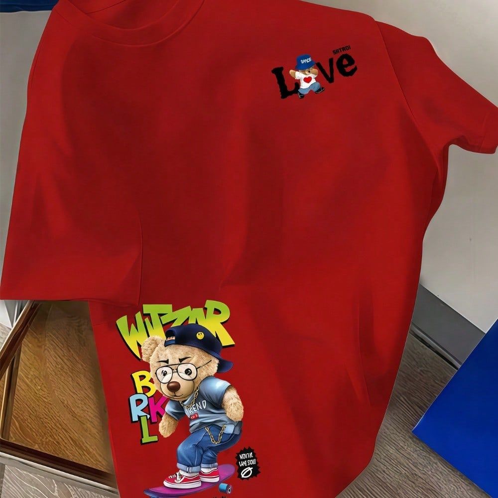 Camiseta Infantil 100% Algodão Premium Masculina Infantil 2025 Nova Moda Casual Estampada Gola Redonda Manga Curta