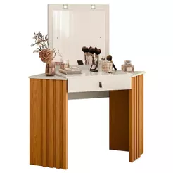 Penteadeira Camarim de Canto com Espelho 1 Gaveta Glitter Cinamomo/Off White - Albatroz