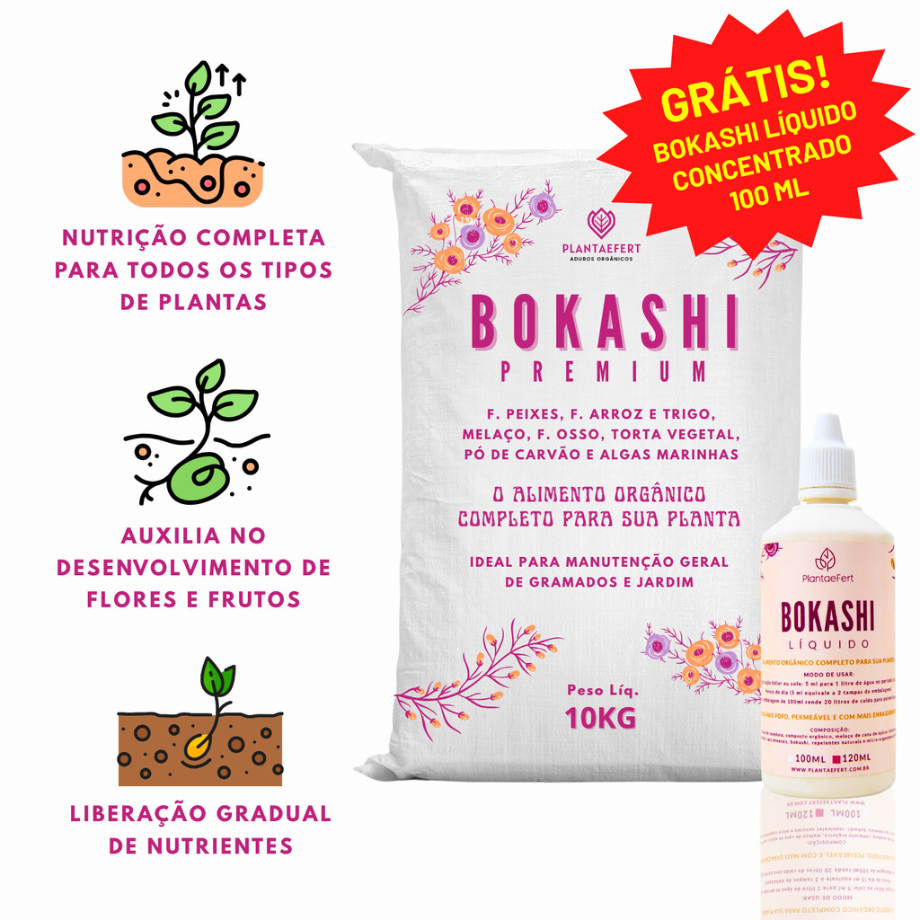 Fertilizante Grow Bokashi Premium 10Kg Enraizamento Profundo Nutrição Completa Npk Orgânico Micro Organismos