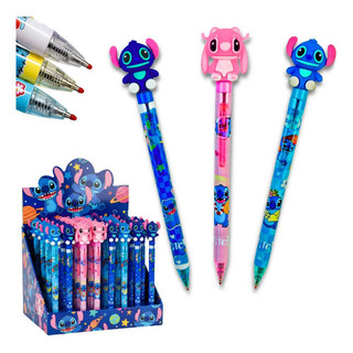Kit 3/10/36 Canetas Lilo Stitch Angel Esferografica Escolar Fofo Infantil Colorida Especial