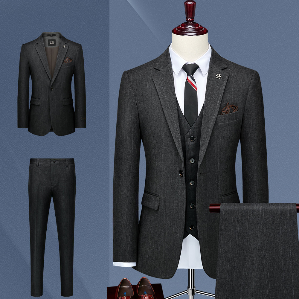 Pica-pau cavalheiro fino-ajuste casamento preto cinza terno masculino casamento noivo negócios vestido Formal terno prim