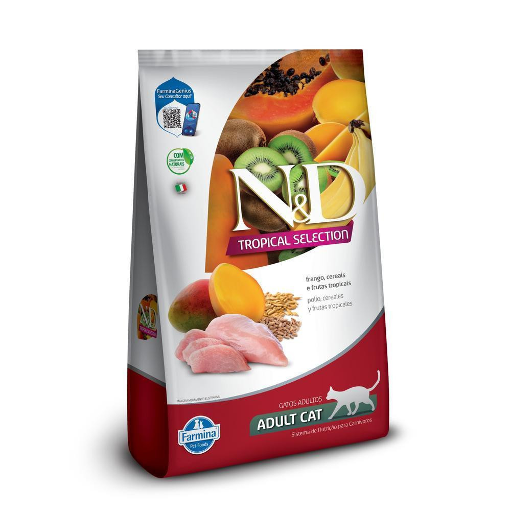 Ração N&D Tropical Gatos Adultos de Todas as Raças Sabor Frango Cereais e Frutas Tropicais 400g