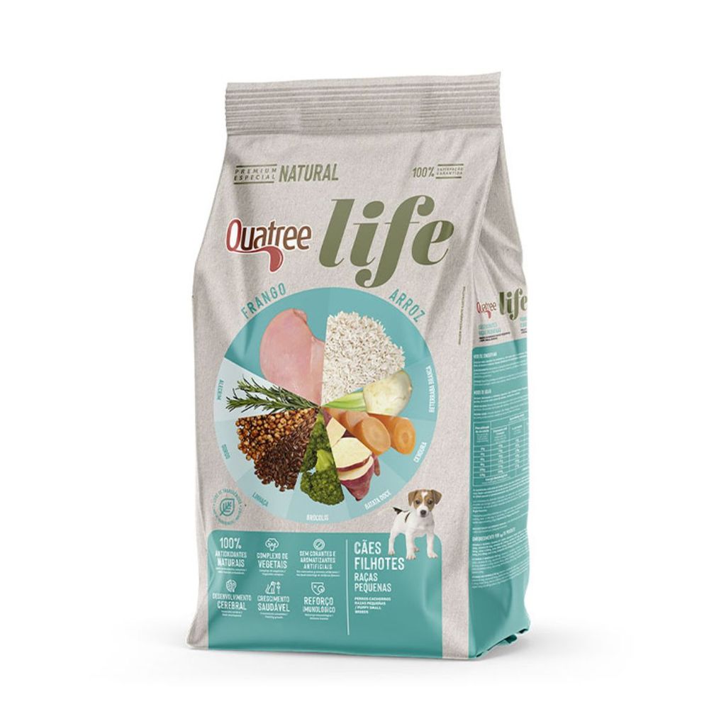 Quatree Life Frango e Arroz Cães Filhote Raças Pequenas 10kg