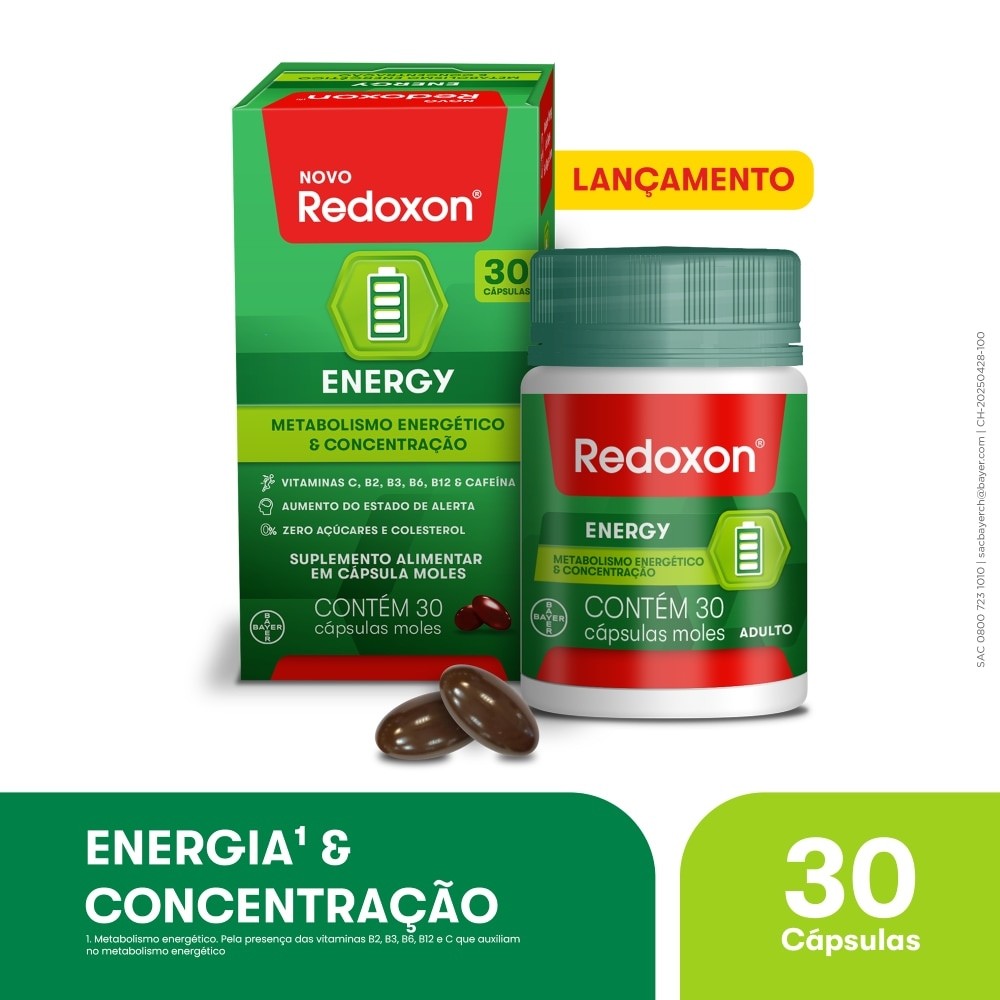 Multivitamínico com Cafeína e Vitamina C,B2,B12,B6,B3 para Energia e Imunidade - Redoxon