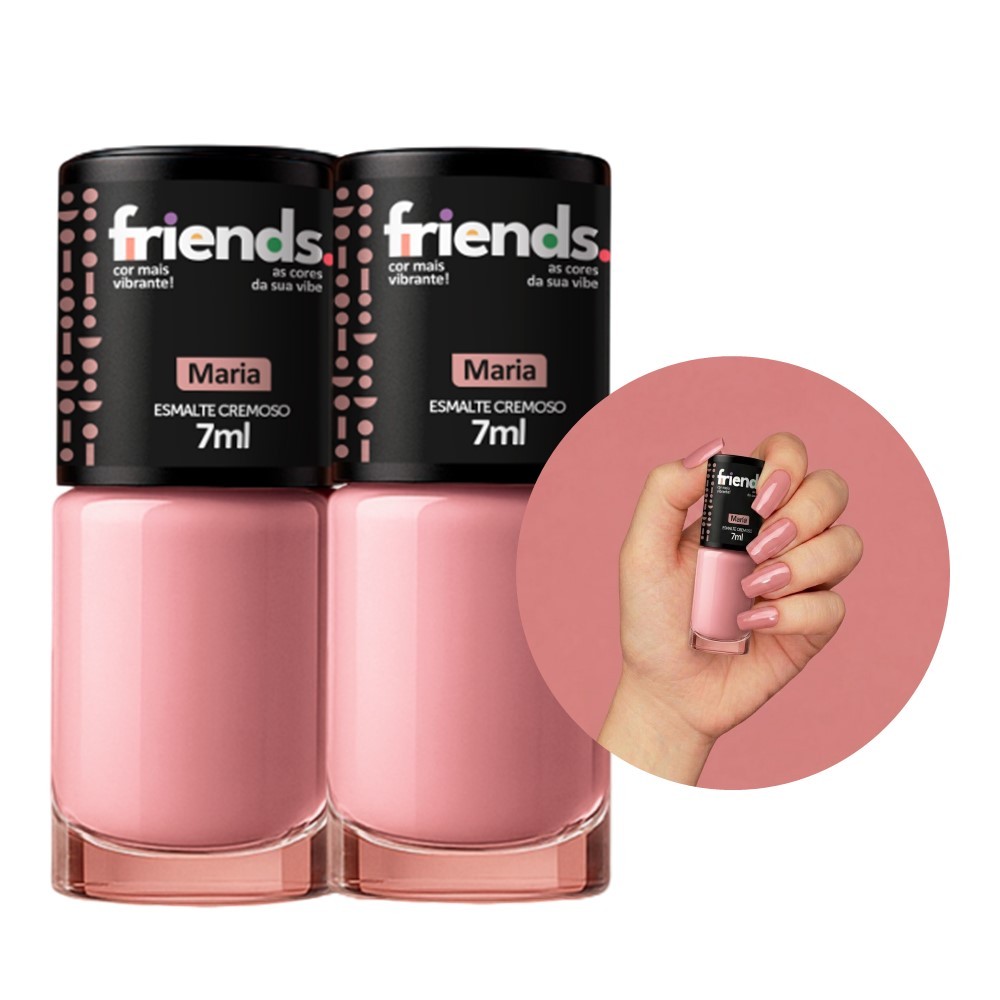 Kit 2 Esmalte Cremoso Nude Maria Friends 7ml Cor Vibrante