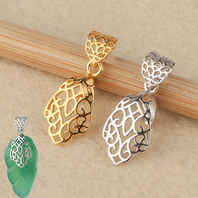 S925 prata esterlina fivela chapeamento clipe de ouro branco Jade cera de abelha âmbar pingente fivela cabeça fivela de