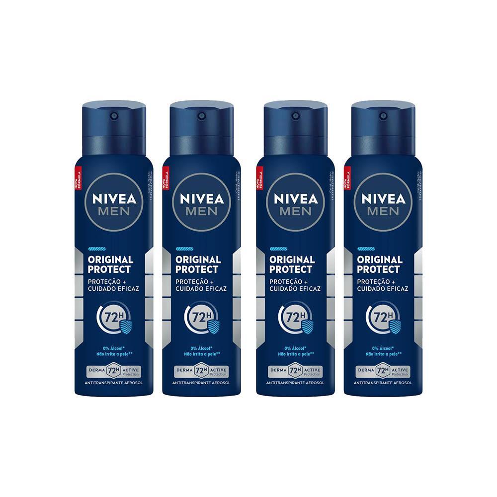 Kit 4 Desodorantes  NIVEA MEN  Antitranspirante Aerossol Original Protect 150ml
