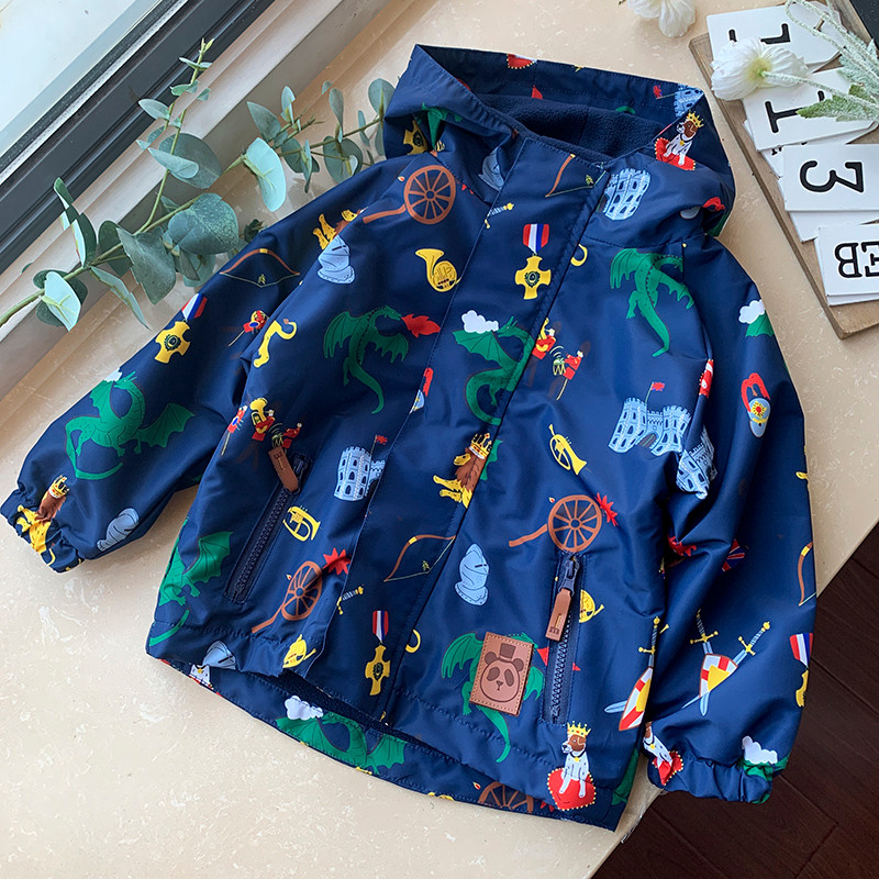 Meninos jaqueta primavera outono engrossado dos desenhos animados comércio exterior roupas infantis jaqueta de lã imperm