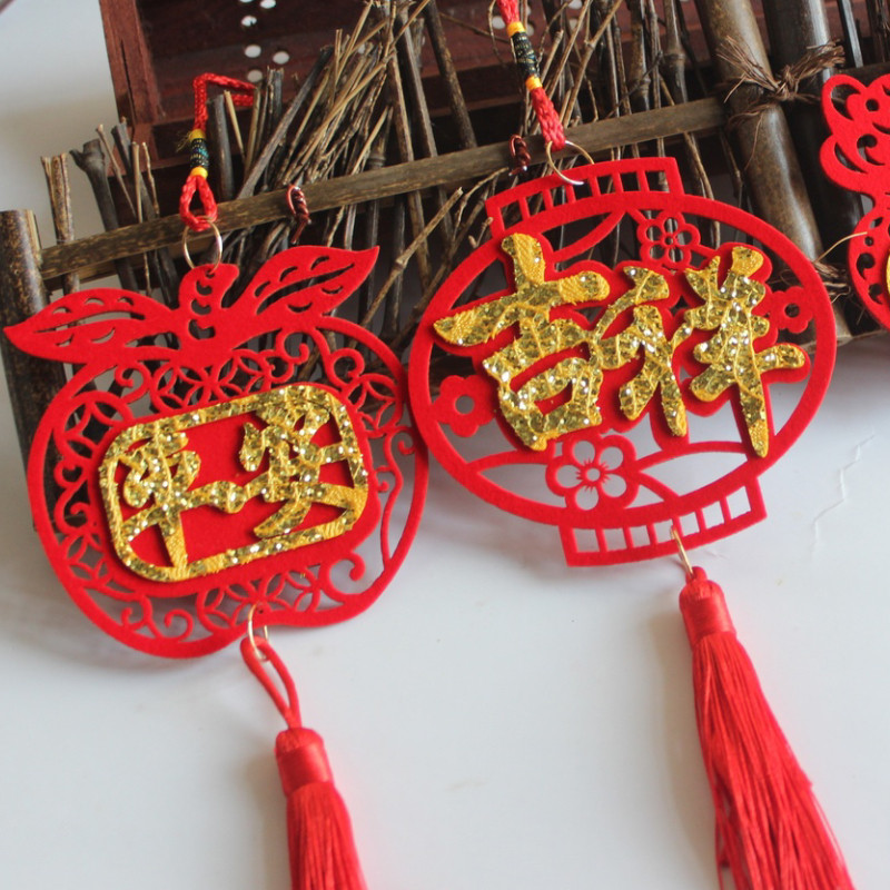 2026 Ano do Cavalo Festival da Primavera Bênção Personagem Pequeno Pingente Lantejoulas Bonsai Vermelho Decoração de Ano