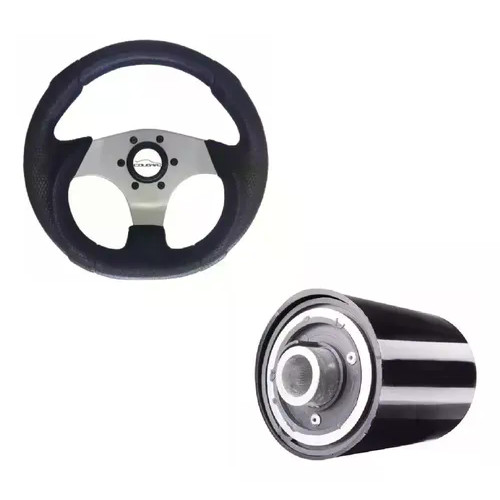 Volante Esportivo Cougar Pequeno Mini 28cm Fusca Buggy +cubo Prateado