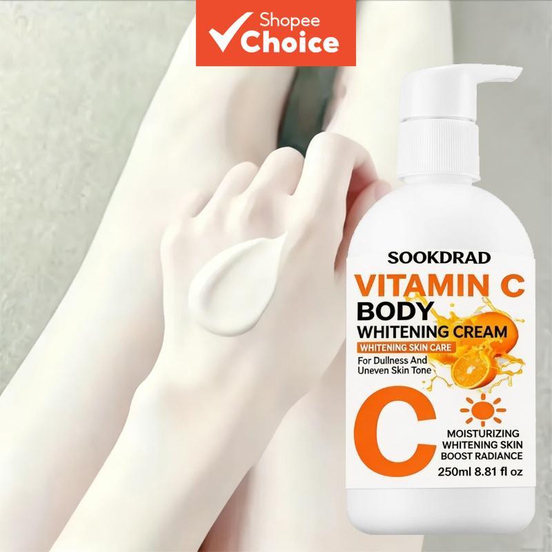 Creme Clareador Corporal de Vitamina C, Hidrata e Ilumina, 250ml, Cuidado Corporal Profissional Para Todos os Tipos de