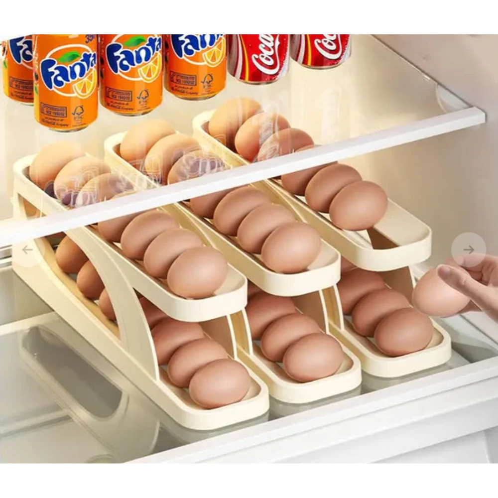 Dispenser Automático de Ovos 2 Andares – Organizador de Ovos para Geladeira e Bancada