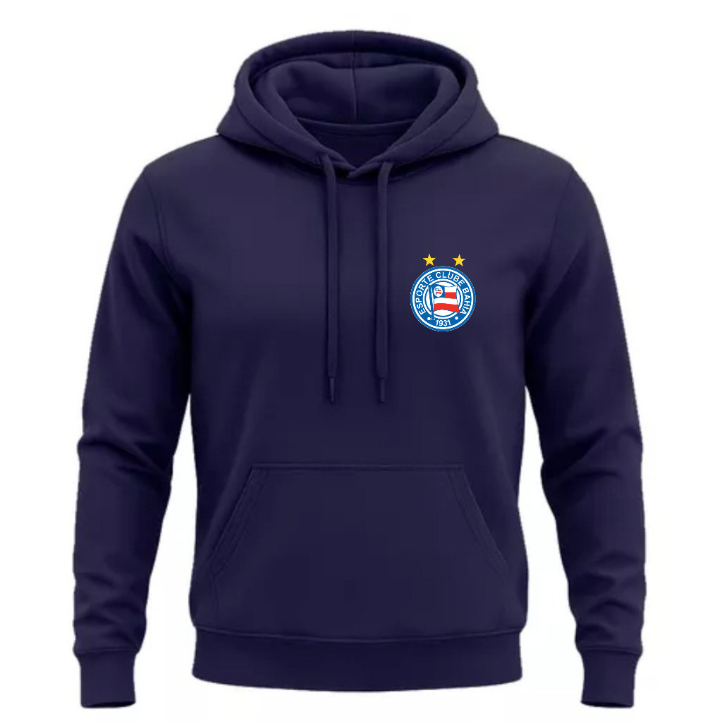 Moletom Flanelado Canguru Blusa Quentinha Casaco Bahia Tricolor de Aço Estampado Desenho Time