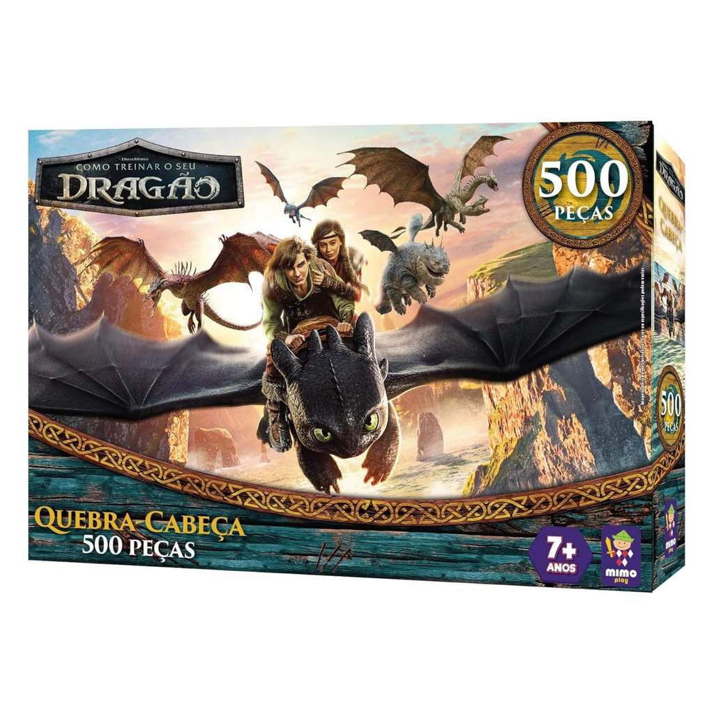 Quebra-Cabeça Como Treinar o Seu Dragão de 500 Peças Mimo Toys - 3010